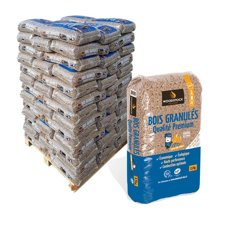 Pellets Woodstock – Palette de 66 Sacs (990 kg)